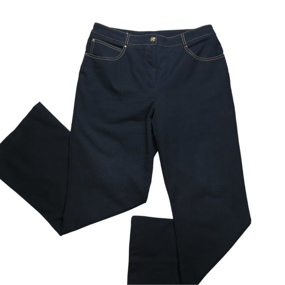St. John Sport Black Denim Jeans SZ 12 Gold...